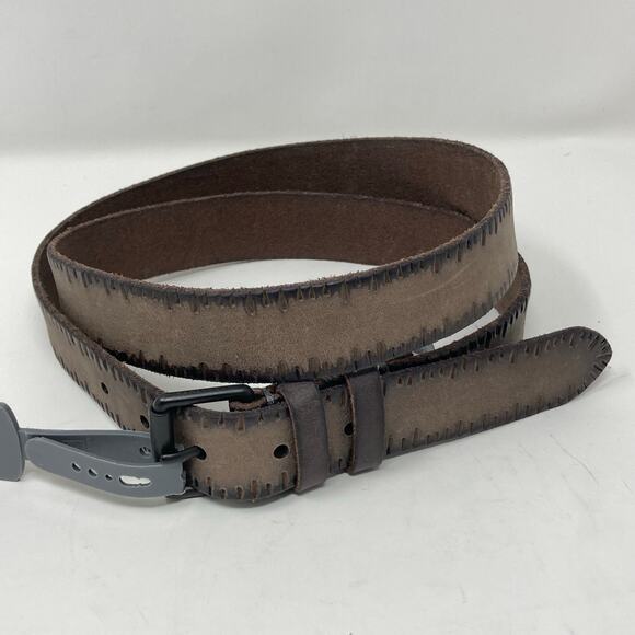 Allsaints Taupe Brown Embossed Anthracite Leather Belt Size 40 AS400028 C - Picture 3 of 13